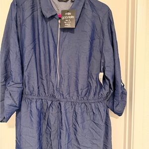 Mlle Gabrielle Navy Zip-Front Shirt Dress